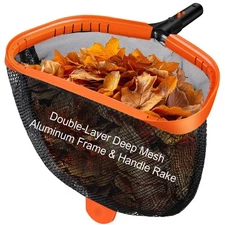 17.5" Pool Net, Pool Skimmer Net with Double-Layer Netting Bag, Aluminum Frame