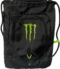 Monster Energy Deluxe Black Drawstring Cinch Bag backpack gym bag NEW Green Logo