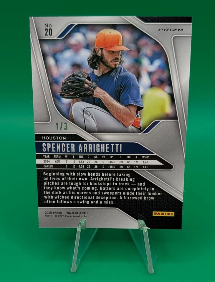 Spencer Arrighetti 2025 Panini Prizm Black Gold Shimmer /3 Houston Astros - Image 2 of 2