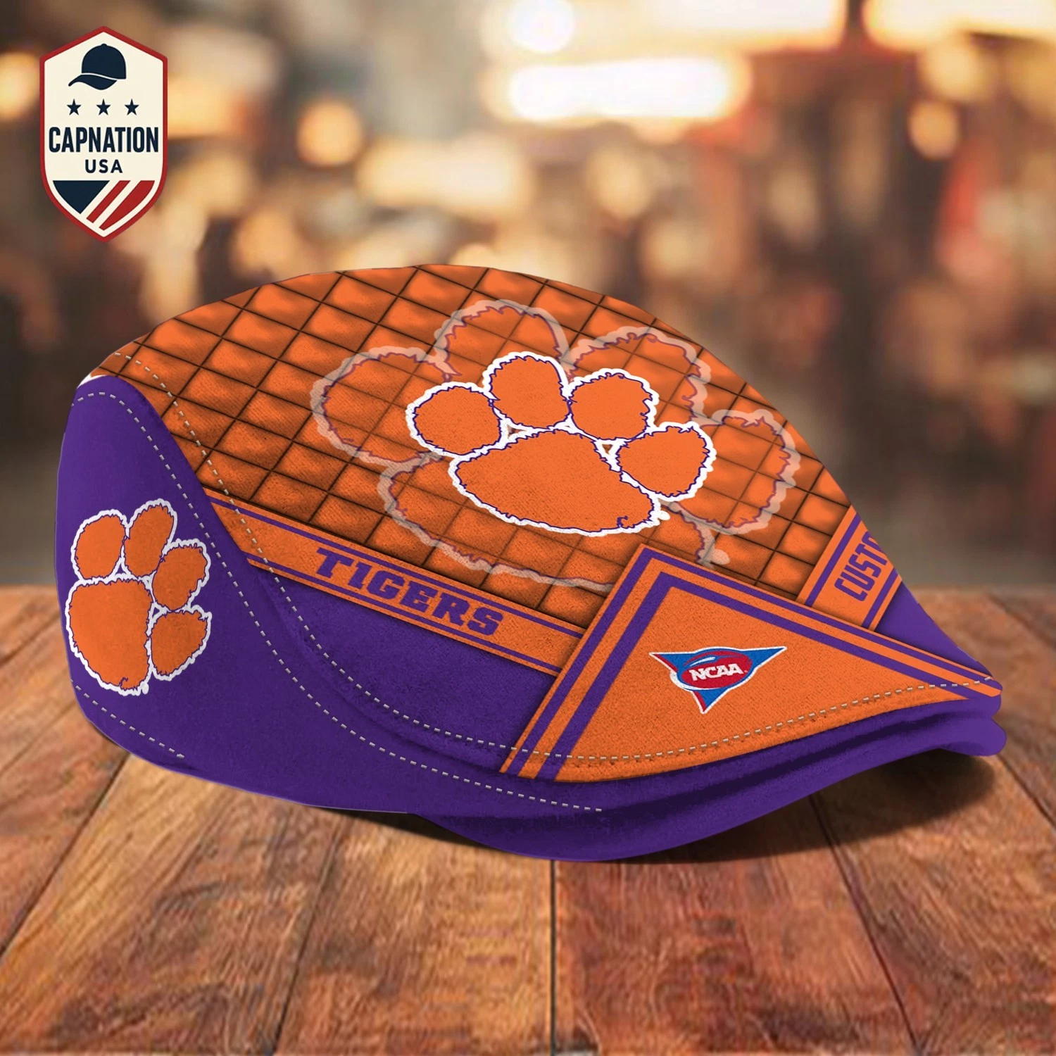 Clemson-Tigers Jeff Cap Custom Name Driving Cap Golf Cap Newsboy Cap Flat Cap