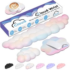 4 in 1 Ergonomic Leather Cloud Wrist Rest Keyboard and Mouse Long, 02rainbow