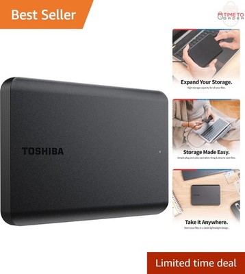 External Hard Drive 1TB USB 3.0 Portable Storage for PC Mac Slim Black