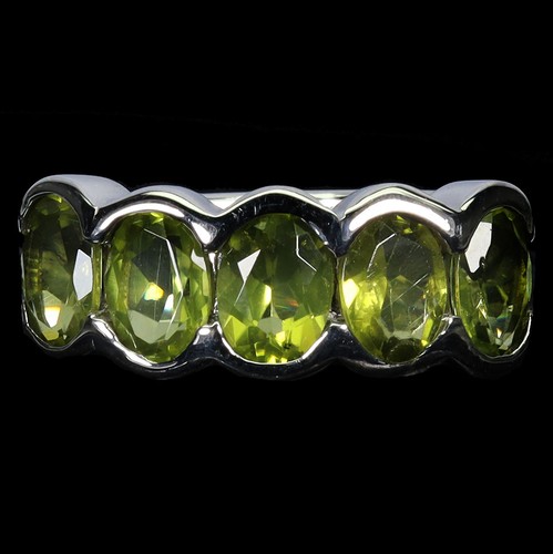 925 Sterling Silver Ring Oval Peridot 7x5mm Natural Gemstone Jewelry Size 9