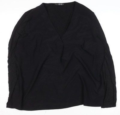 Dunnes Stores Damen Bluse schwarz V-Ausschnitt Langarm Größe L