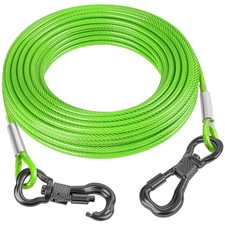 20FT Reflective Tie Out Cable for Dogs Up to 250 Pounds, Steel Wire Lead Leas...