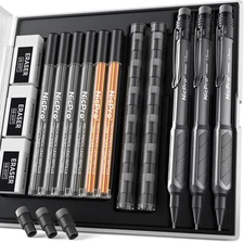 Nicpro 3 Pack Weatherproof Mechanical Pencil Set, 1.3mm 3 Pack, Black 