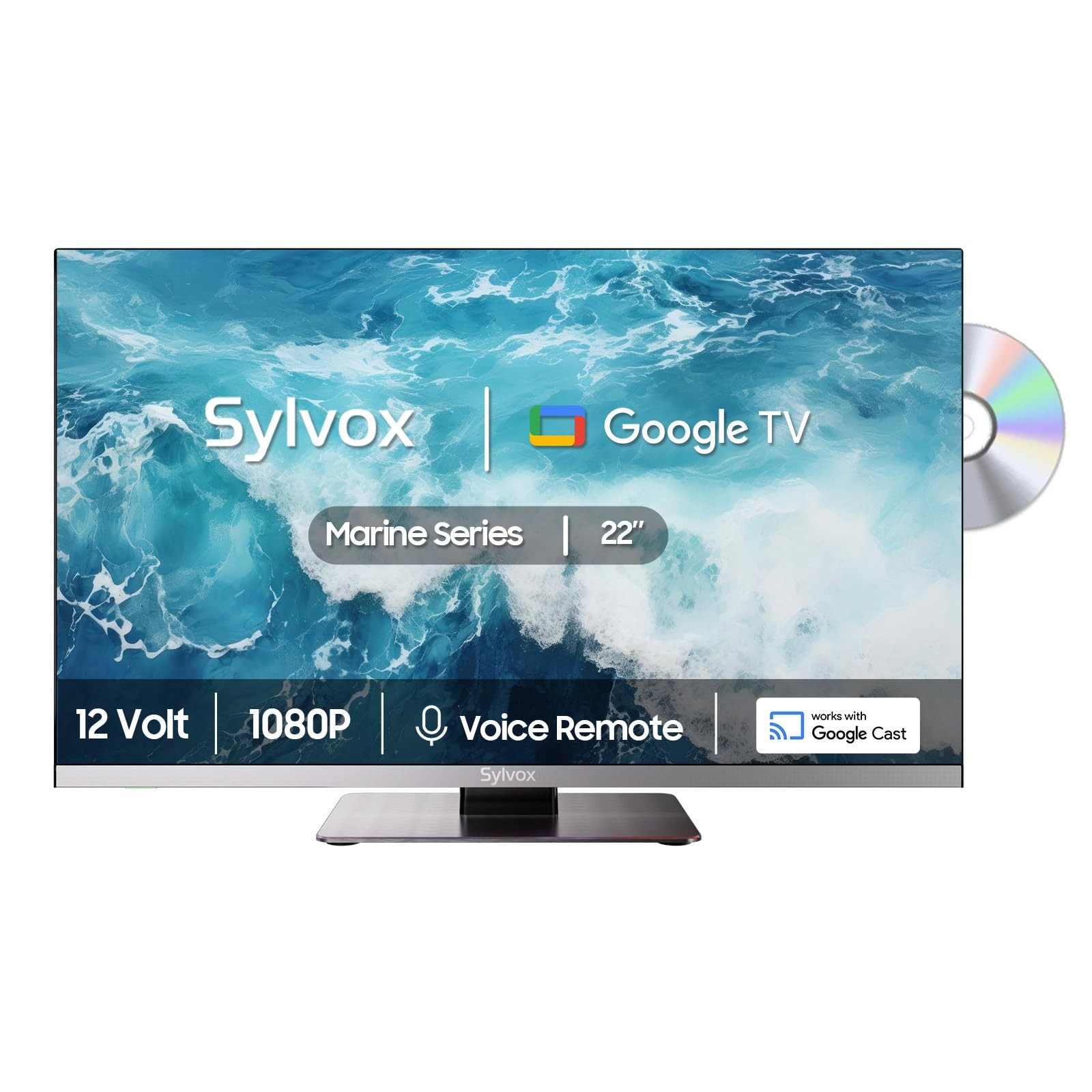 12 Volt TV, 22" Smart Television with DVD Player Built in, 1080P Google OS AT...