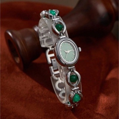 Esprit Women's Quartz Wristwatch Green Dial Gemstone Accents Silver Bracelet