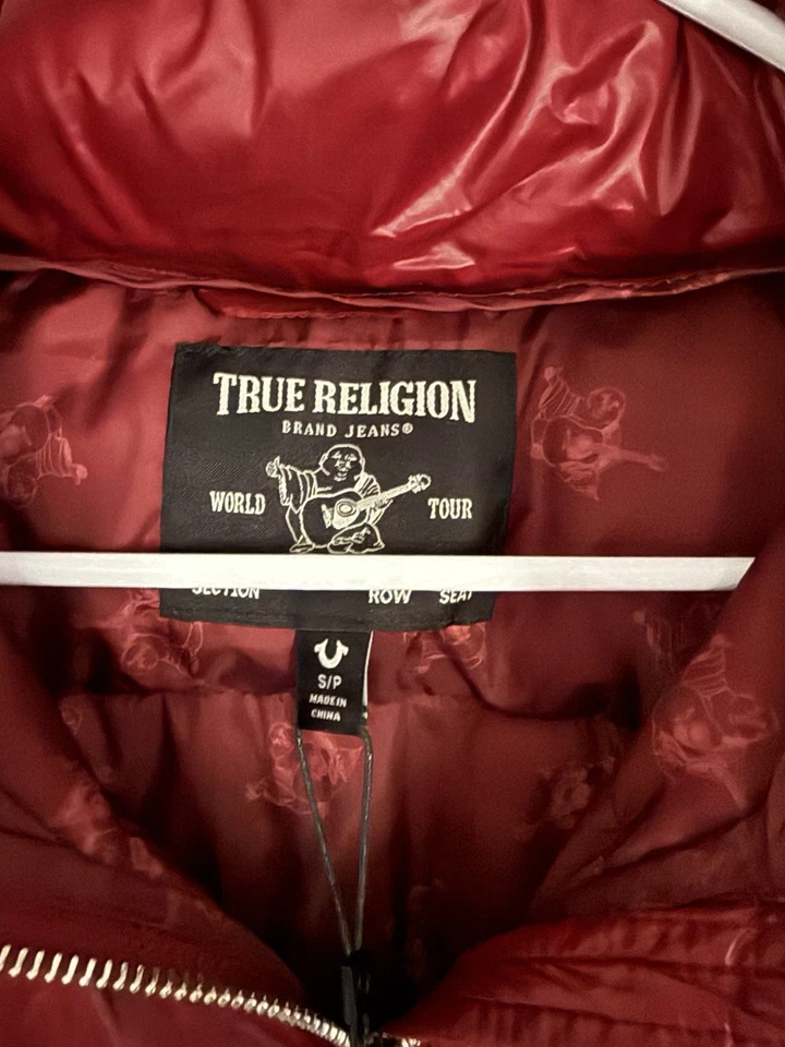 True Religion Puffer Jacket Size S – Burgundy Red Hood – MSRP $199 – NWT - Image 3 of 3