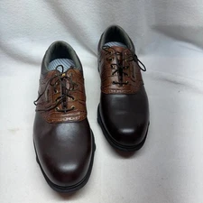 FootJoy DryJoys ECL Leather Golf Shoes Men's 11 M Brown Croc Wingtip Spiked