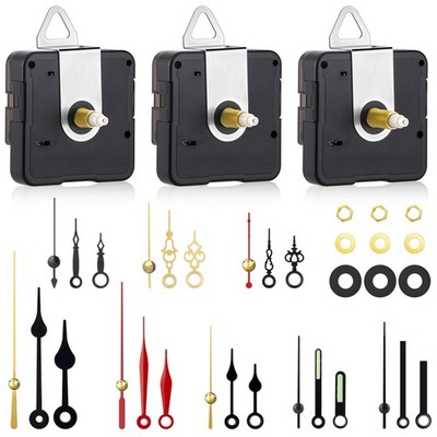 3 Pack Clock Mechanism Replacement Kit, Silent Quartz Movement Black