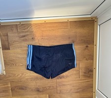 Vintage 80s ADIDAS Sprinter Shorts Shiny Navy Blue West Germany Trefoil Retro M