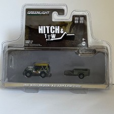 Greenlight Hitch & Tow 1943 Willys MB Jeep & 1/4 Ton Cargo Trailer  1/64