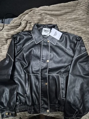 Jaxton Faux Leather Jacket Black Größe L/XL Neu - Bild 1 von 4