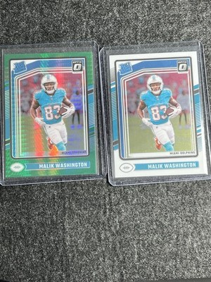 Malik Washington 2024 Panini Donruss Optic #272 Green Hyper Prizm Rated Rookie