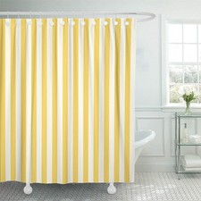 Emvency Stripe Shower Curtain Waterproof Vertical White Yellow Striped Polyes...