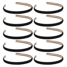 Narrow Satin Headbands, 10pcs Non Slip Fashion Hair Bands for Women' Black