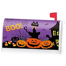  Boo Black Cat Halloween Castle Pumpkin Candy Decoration Mailbox Cover with 