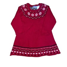 Toddler Blueberi Boulevard Red Dress With Snowflake Pattern  Long Sleeves