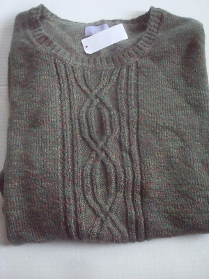 Ladies Crew Neck Sweater Green Size Large Laura Scott Nwt