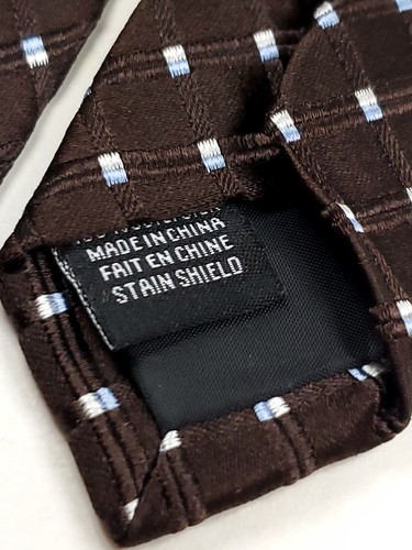 Van Heusen schmutzabweisende 100 % Seide Krawatte Herren 61 Zoll lang braun weiß blau NEU - Bild 3 von 4