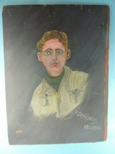 &Ouml;LGEMALDE SOLDAT WK II UM 1940 SIGNIERT