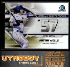 2023 Bowman BTP-57 Austin Wells Bowman Scouts Top 100 New York Yankees