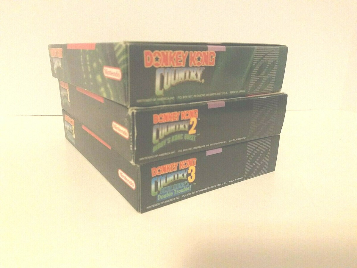 Donkey Kong Country 1 & 2 & 3 Super Nintendo SNES Complete