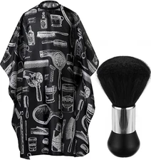 Capa de corte de pelo profesional con cepillo para polvo de cuello, capa de pelu