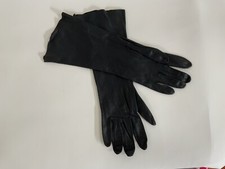 Vintage Black Kid Leather 14  Long Evening Gloves