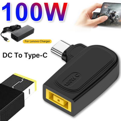 90 Degree 100W USB C Type C To DC Lenovo Power Charger Adapter Square Converter
