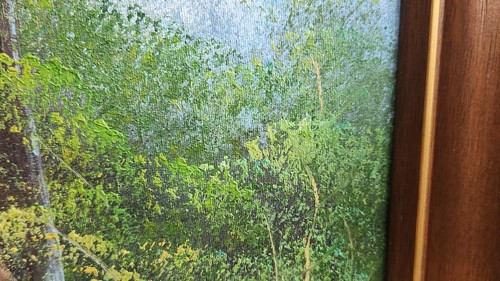 Large Framed Oil Painting BOB ROSS STYLE Mountains Waterfall Forest 24x36 28x40 - Picture 7 of 18