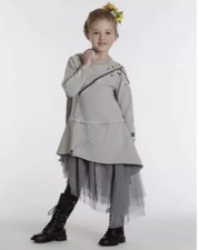 Kid Cute Cure Silver Rihanna Zip Front Dress sz 6