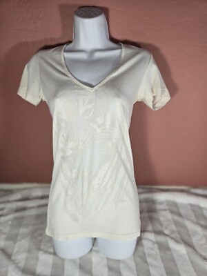 TRULY MADLY DEEPLY Womens Two Tone Tiger Burnout Graphic T-Shirt Ivory XS NWOT