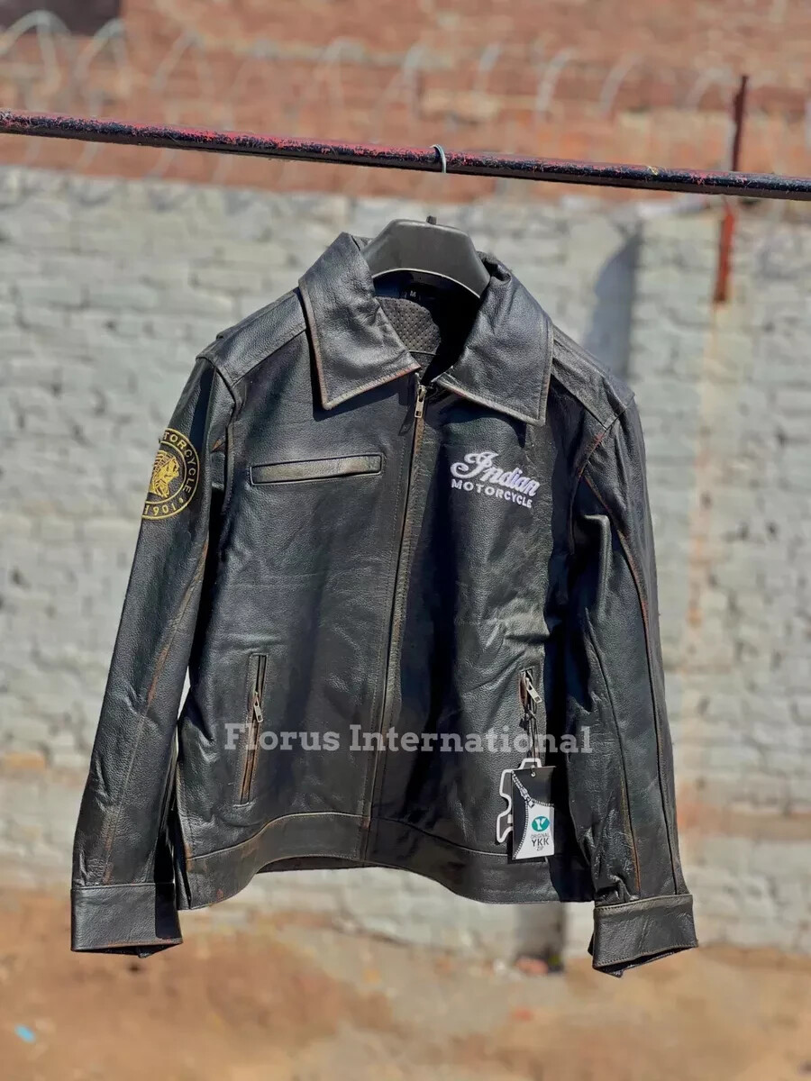 Indian Motorcycle Jacket Vintage Racing Real Cowhide Leather Indian Motorcycle Jacket Vintage Racing Real Cowhide Leather