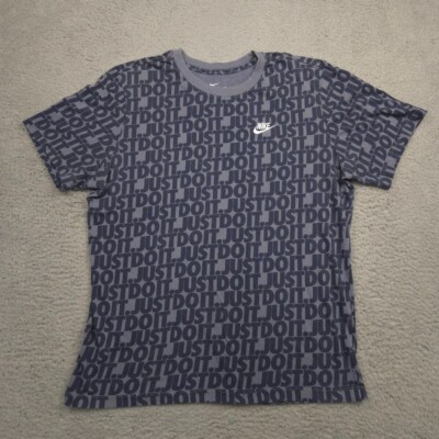 Nike The Nike Tee Mens Large Gray Just Do It All Over Print Logo Shirt