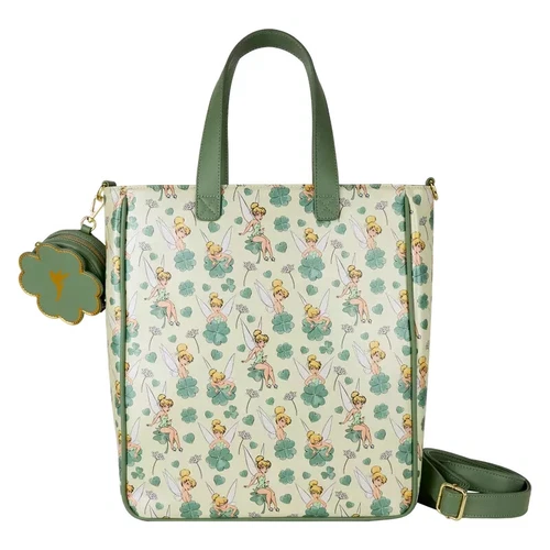 New Peter Pan Tinker Bell Clover All-Over Print Tote Crossbody Bag With Coin Bag