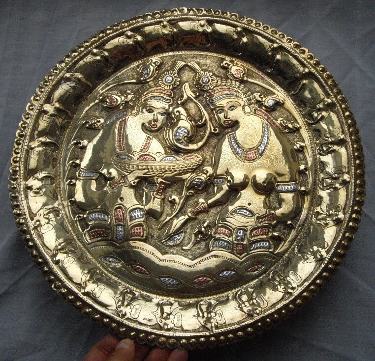 CAIROWARE SILVER COPPER BRASS PLATE TRAY ASIA INDIA SRI LANKA INDONESIA NEPAL - Image 3 of 4