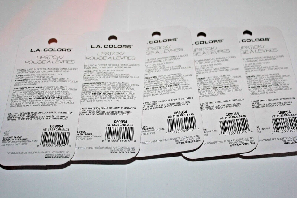 L.A. Colors Hydrating Creamy Finish Lipstick C69054 Beloved Lot Of 5 In Box - Image 2 of 2