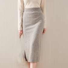 Women's Skirts Cashmere Blend Winter Fall Warm Long Dress OL Knitted Skirt Slim
