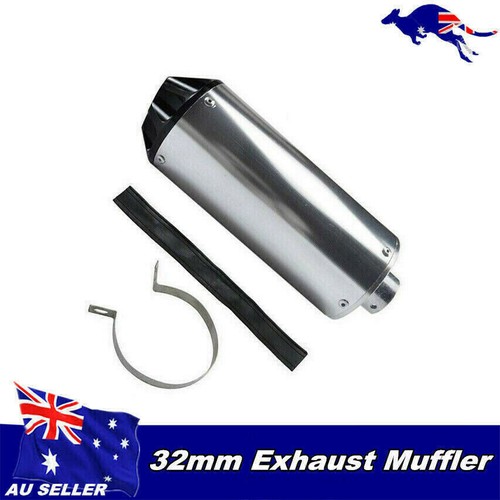 BLYGO 28mm Matt Black Alloy Exhaust Muffler + Clamp For 125cc-150cc Pit Trail Dirt Bikes - Slip-On/Bolt-On, Universal Fit