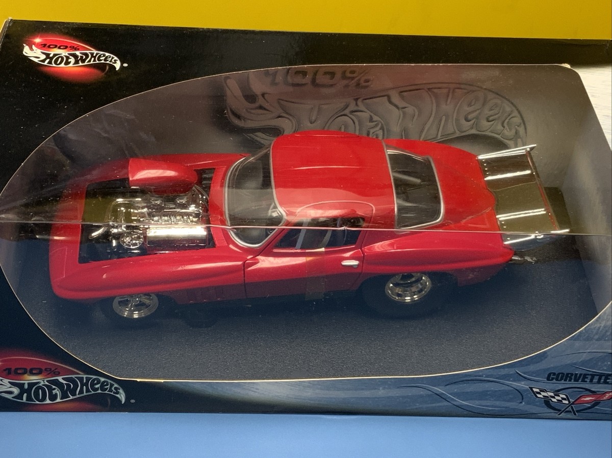 Hot Wheels 100% 1966 Corvette Red 1:18 | eBay