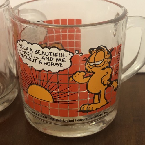 Set 4 tazzine da caffè in vetro McDonald's vintage GARFIELD Odie 1978 ottime - Foto 10 di 14