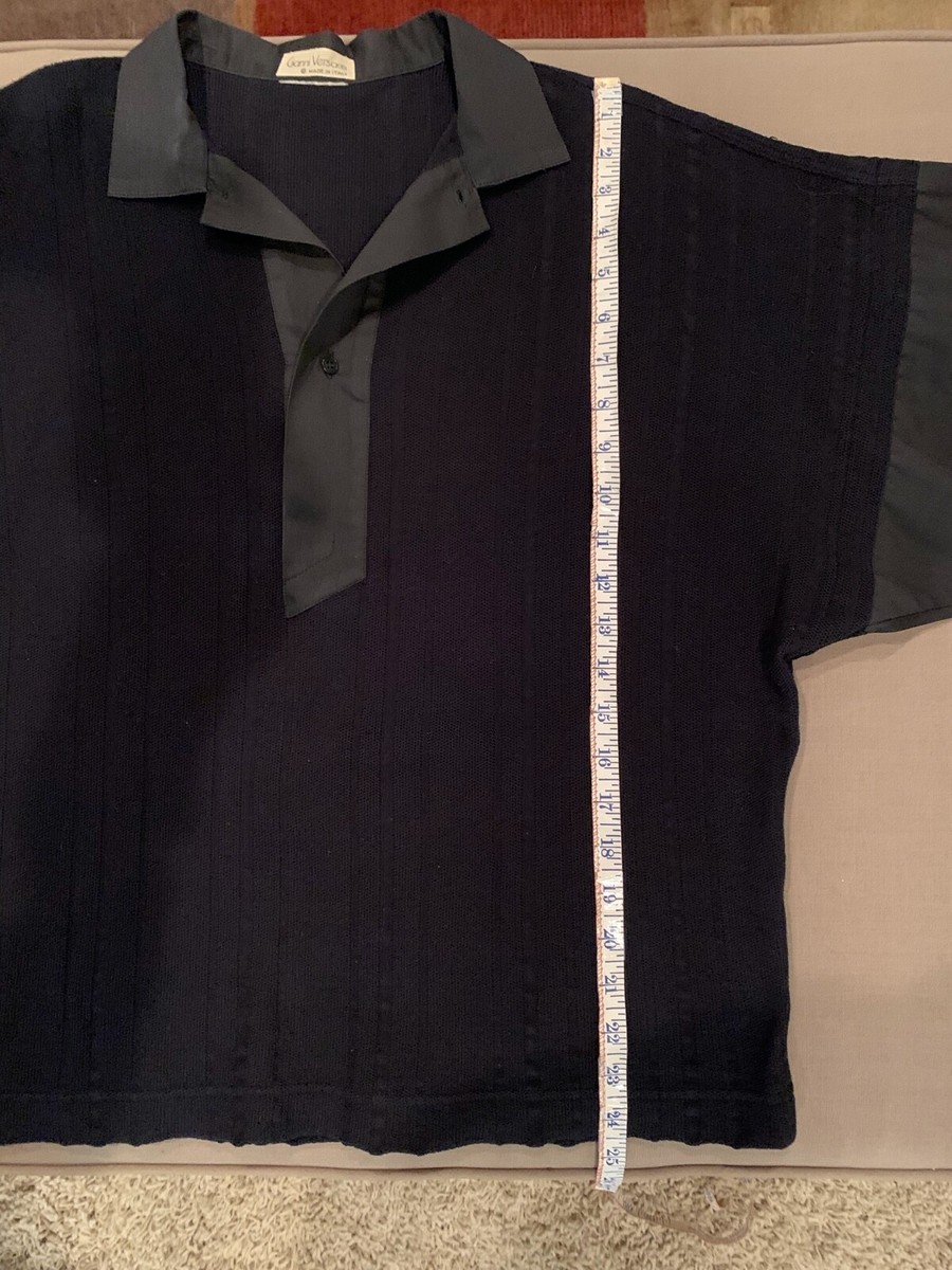 GIANNI VERSACE VTG 80s TOP Size 46 Black Knit Cotton Unique Kimono