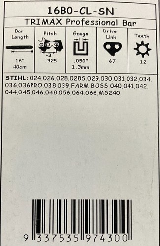 16" Archer Guide Bar 325-050-67DL fits Stihl 028, 029, MS260 MS290, MS291 - Picture 3 of 3