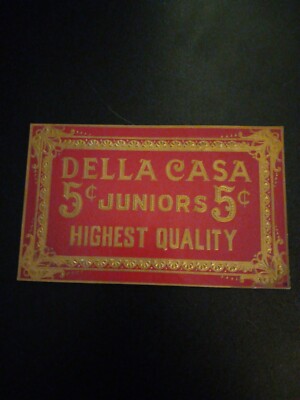 Paper Lable Cigar label Casa juniors 5 cents highest  quality 