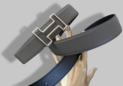 Hermes [123] Black/Etain Chamonix/Togo Reversible Belt Strap  display picture 1