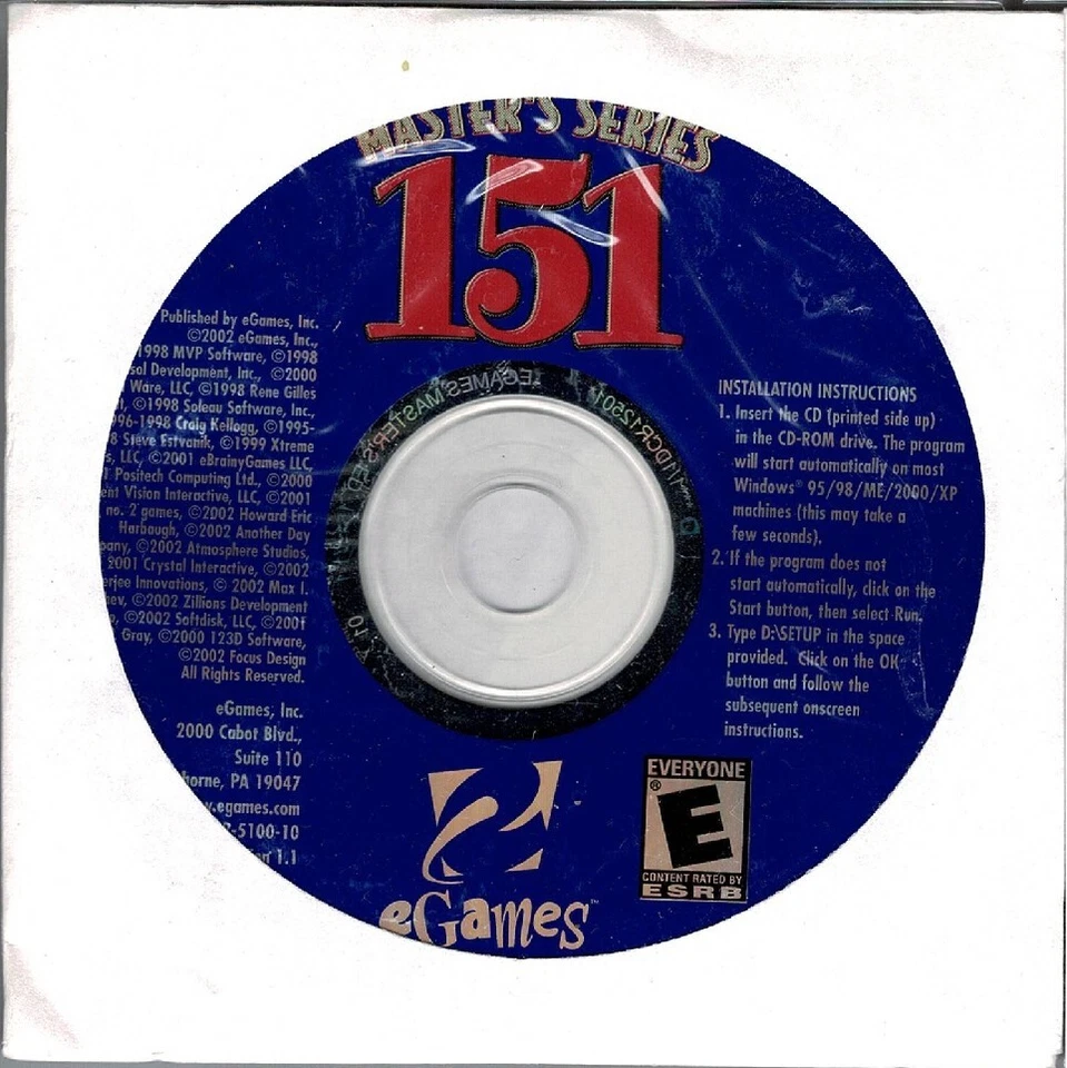 eGames Master's Series 151 Fantastic Games PC New Cd Sealed In Paper Sleeve XP - Image 2 of 4