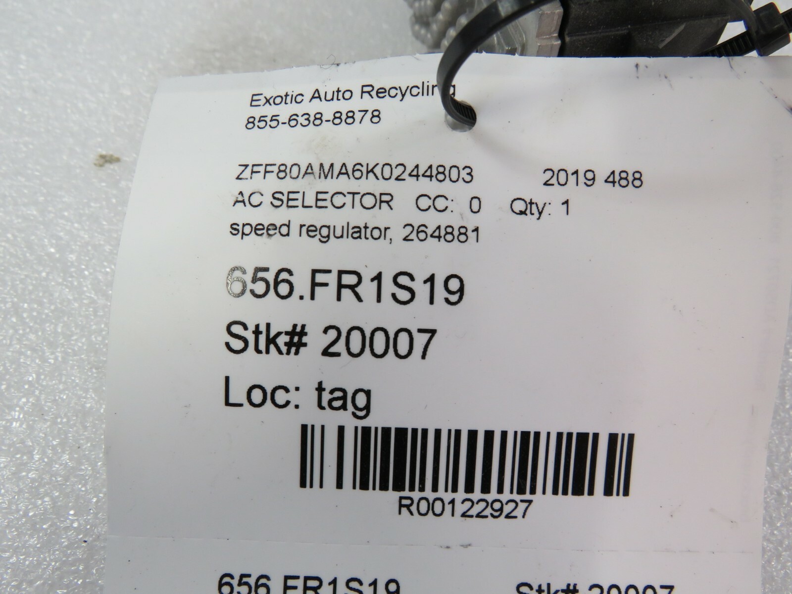 Ferrari 488, AC Speed Regulator, Used, P/N 264881