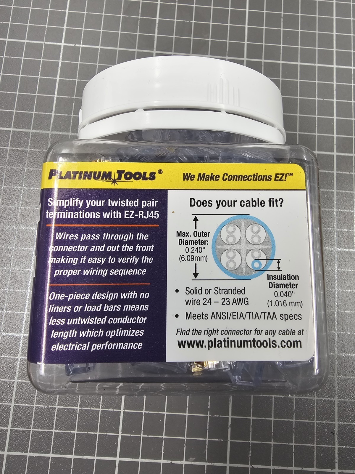 Platinum Tools 202003J EZ-RJ45 Pass-Through Cat5e Ethernet Cable Connectors 100